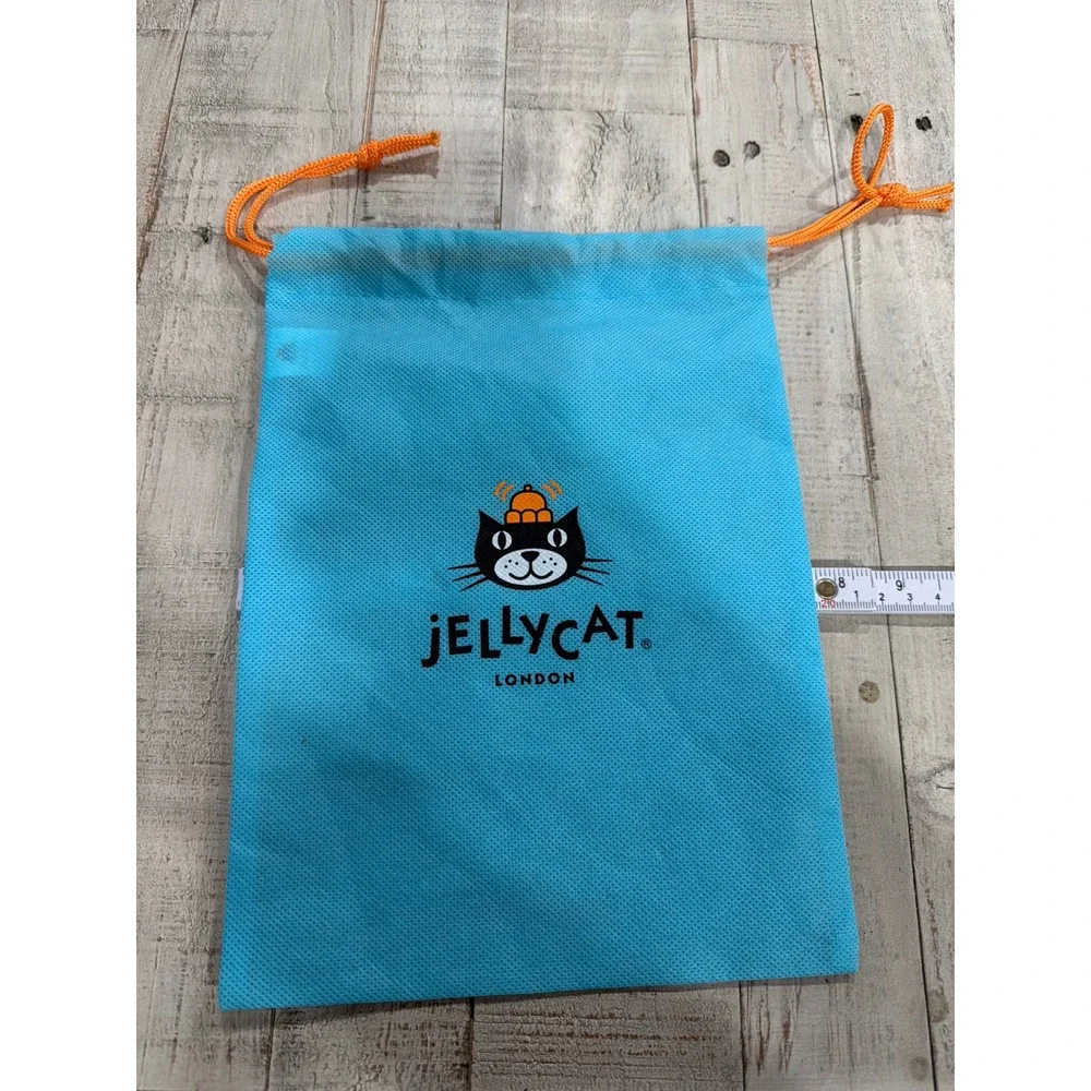 Jellycat London Blue Drawstring Gift Bag Black Cat Logo Reusable Pouch 8.5x12
